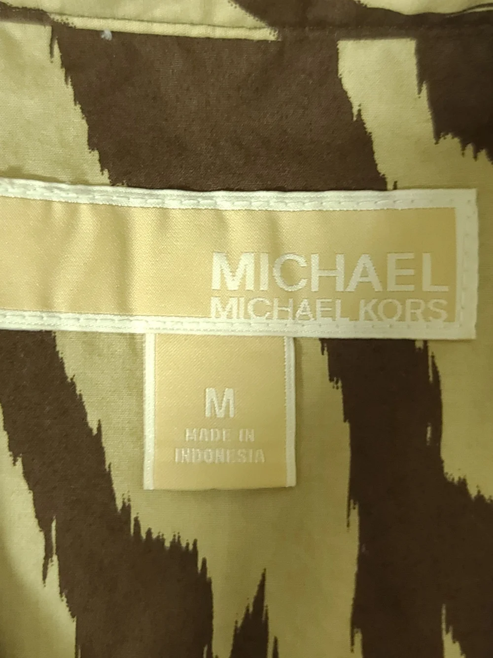Michael Kors Tan and Brown Zebra Print Midi Shirt Dress